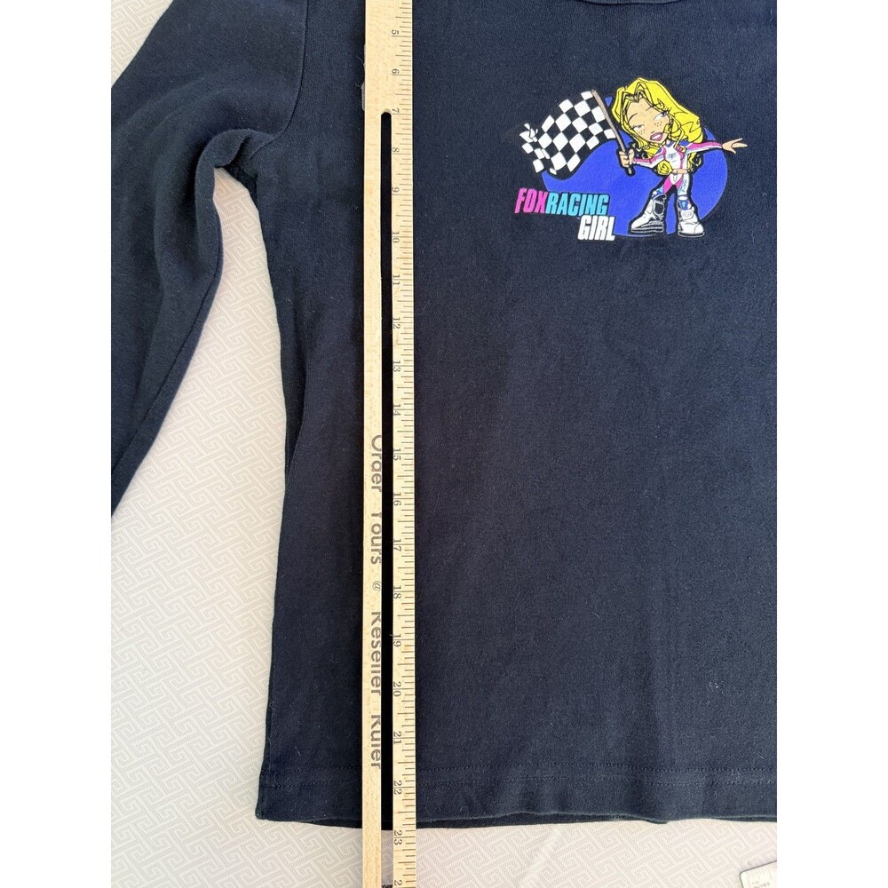 Fox Racing Girl Long Sleeve T-Shirt Women's Black Graphic Print Pullover Top - Picture 5 of 9